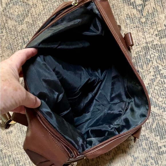 🔥KI - KE Leather Suede Zipper Accent Italian Satchel Bag🔥 NEW - Picture 9 of 14